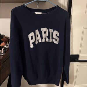 Pink Rose Navy Sweater with White 'PARIS' Design